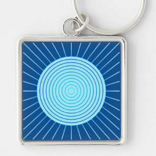 Moderne geometrische Sonnenburst - Cobalt Blue und Schlüsselanhänger