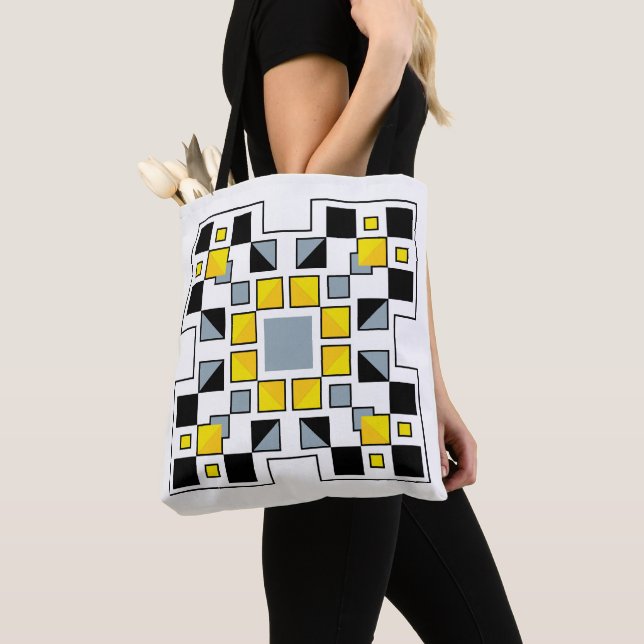 Moderne geometrische Steppdeckenmuster-Kunst Tasche (Von Nahem)