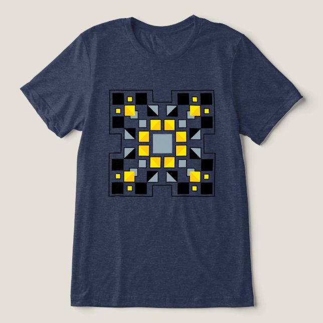 Moderne geometrische Steppdeckenmuster-Kunst  Tri-Blend Shirt (Design Vorderseite)