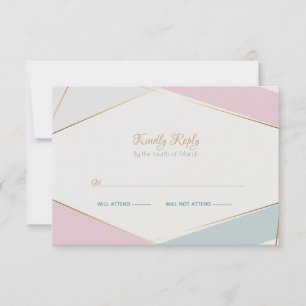 Moderne geometrische Streifen Aquamarine Rose RSVP Karte