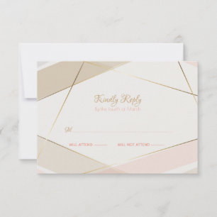 Moderne geometrische Streifen mit rotem Sand RSVP Karte