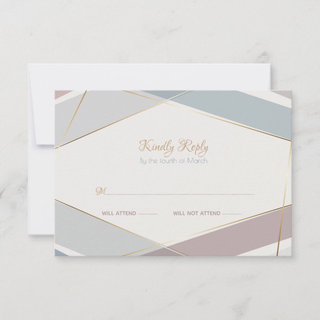 Moderne geometrische Streifen Taupe Slate RSVP Karte (Vorderseite)