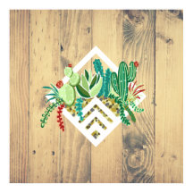 Moderne geometrische Sukkulente Planter & Holz