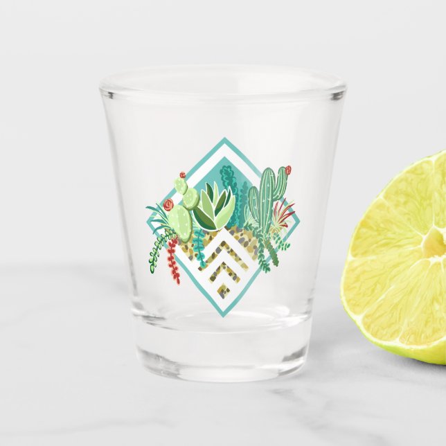 Moderne geometrische Sukkulente und Cactus Terrari Schnapsglas (Vorderseite)