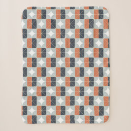 Moderne geometrische Terrakotta-Muster in Navy Sherpadecke