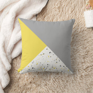 Moderne geometrische, trendy-gelbe Terrazzo Kissen
