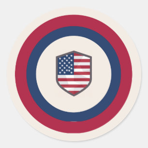 Moderne geometrische US-Flagge Militär-Abschiedspa Runder Aufkleber