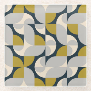 Moderne geometrische Vintage-Retro-Hintergrund Glasuntersetzer