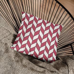 Moderne geometrische Viva Magenta-Fischgrät-Chevro Kissen