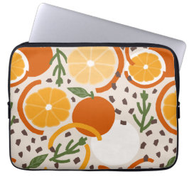 Moderne geometrische warme Retro-Zitrusfrucht Laptopschutzhülle