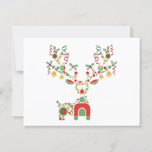 Moderne geometrische Weihnachts-Rentiere Festlic Postkarte