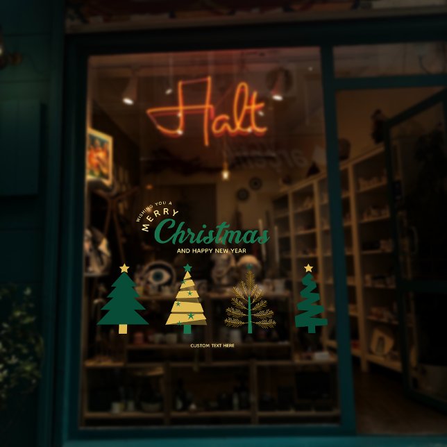 Moderne geometrische Weihnachtsbaumdekor Fensteraufkleber (Modern Geometry Christmas Tree Storefront Decor Window Cling)