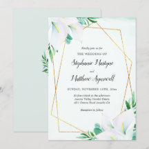 Moderne geometrische weiße Calla Lily Floral Weddi