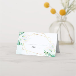 Moderne geometrische White Calla Lily Floral Weddi Platzkarte