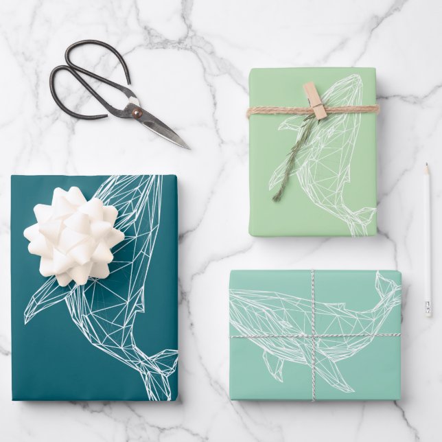 Moderne geometrisches Wal-Wrap-Papier Geschenkpapier Set (Vorderseite)