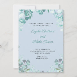Moderne, gepflegte Grünanlage Gerahmt Blue Wedding Einladung