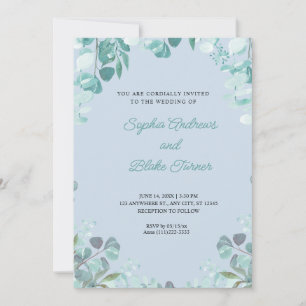 Moderne, gepflegte Grünanlage Gerahmt Blue Wedding Einladung
