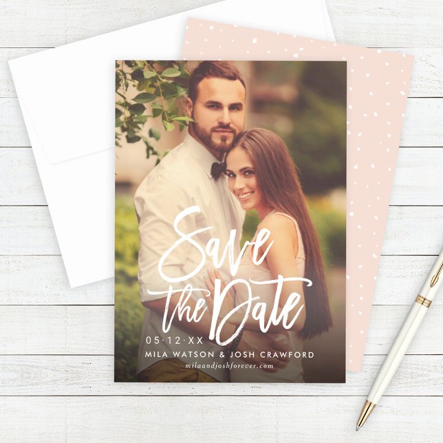 Moderne, gepolsterte Schrift Hochzeitsschrift Foto Save The Date (Von Creator hochgeladen)