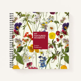 Moderne gepresste Blume Elegantes Muster Notizbuch