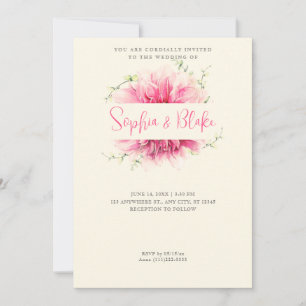 Moderne Gerahmt-gelbe Hochzeit in Rosa Einladung