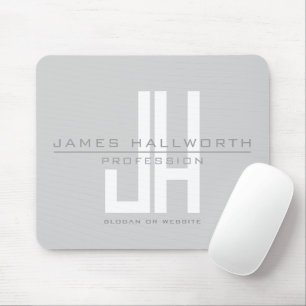 Moderne Geschäftsinitialen in Grau Mousepad