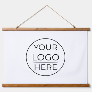 Moderne Geschäftslogo-Branding Wandteppich Mit Holzrahmen