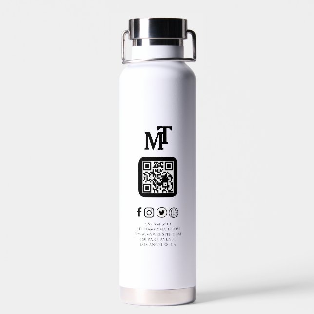 Moderne Geschäftslogo-QR-Code-Branding-Design Trinkflasche (Rückseite)