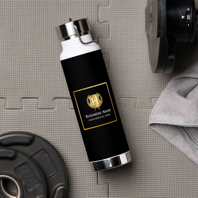Moderne Geschäftslogo-Werbebranding Trinkflasche (Fitnesstudio (gedreht))