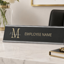 Moderne Geschäftsmonogramm Schwarz Schreibtischnamensplakette