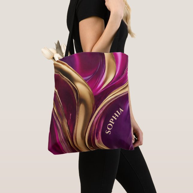 Moderne Geschenke für Ihre Fuchsien Lila und Gold- Tasche (Von Nahem)