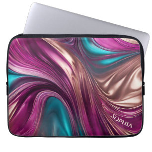 Moderne Geschenke für Ihre-Magenta Türkis und Gold Laptopschutzhülle
