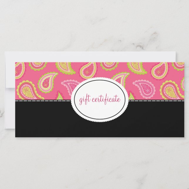Moderne Geschenkgutscheine für Paisley Boutique (Vorderseite)