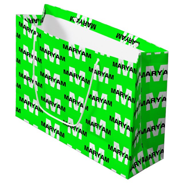 Moderne Geschenktasche mit individuellem Monogramm Große Geschenktüte (Vorderseite Schrägansicht)