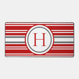 Moderne gestreifte Rot-Weiß- und Grau-Teamfarben Schreibtischunterlage