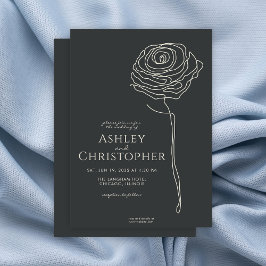 Moderne Gezeichnet Blumenblume Onyx Hochzeit Einladung