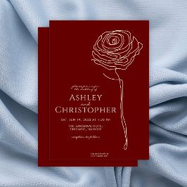 Moderne Gezeichnet Blumenriss Red Wedding Einladung
