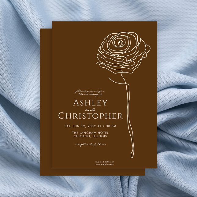 Moderne, Gezeichnet Goldene Braun Hochzeit Einladung (Von Creator hochgeladen)