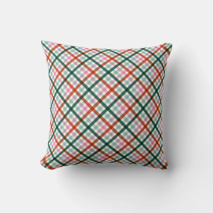 Moderne Gingham-Weihnachtsmuster Kissen