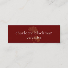 Moderne Gingko Leaf QR Code Mini Red Business Card Visitenkarte