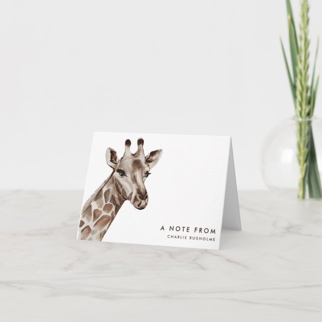Moderne Giraffe Personalisierte Stationerie geklap (Vorderseite)