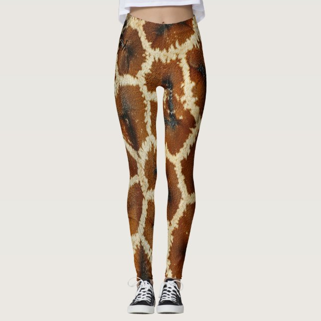 Moderne Giraffe Print braun Leggings (Vorderseite)
