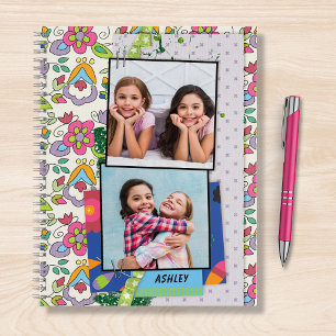 Moderne Girl 2 Foto Fun Blues Name Personalisiert Notizbuch