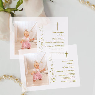 Moderne Girl Foto Gold Calligraphy Baptisk
