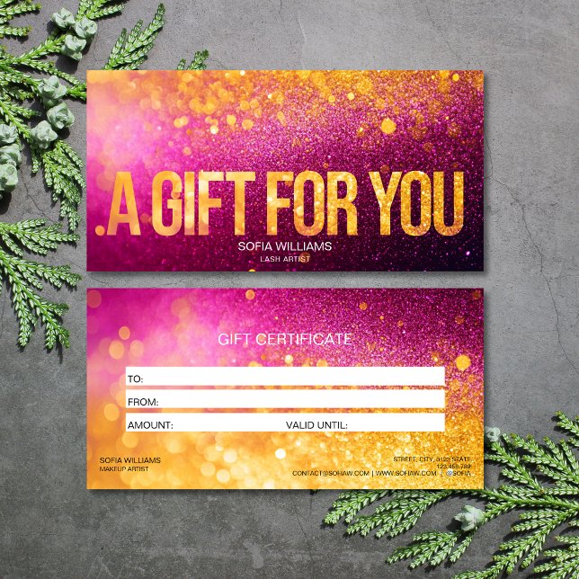 Moderne Girl-Glitzer-Pink-Gutscheinkarte (Von Creator hochgeladen)