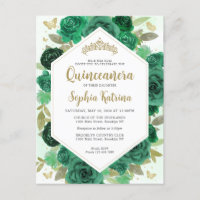 Moderne Girl-Grün-Blütengoldquinceñera