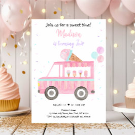 Moderne Girl Ice Cream Truck Geburtstag Einladung