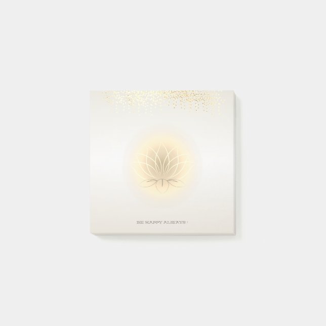 Moderne Girl-Imitate Gold Confetti, Lotus Post-it Klebezettel (Vorderseite)
