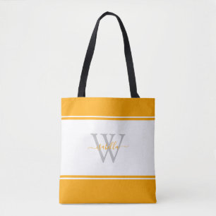 Moderne Girl Monogram Script Orange Tasche