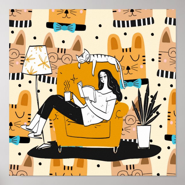 Moderne Girl Reading Graphic Art Poster (Vorne)