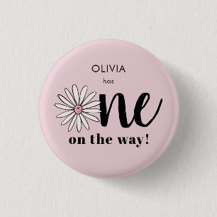 Moderne Girls Baby Shower Daisy Floral Button